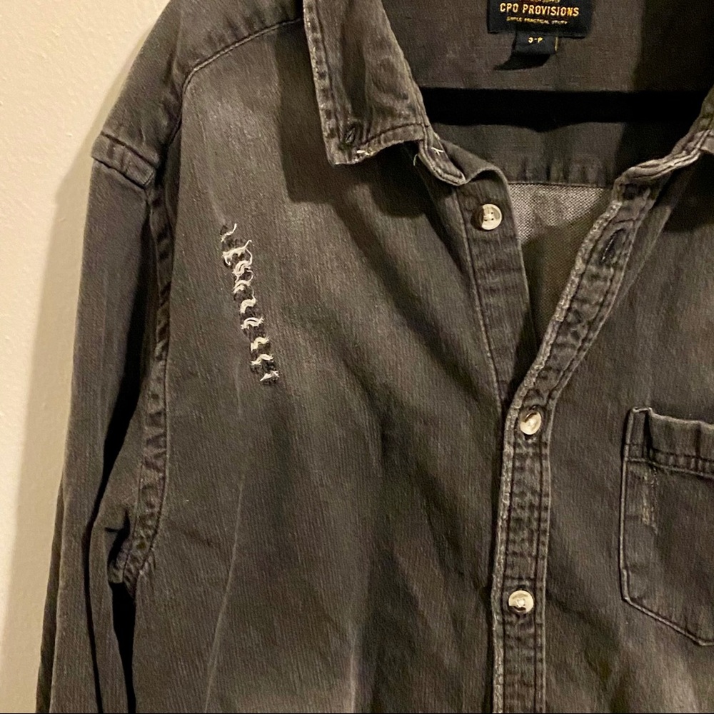 CPO provisions gray denim destroyed shirt EUC - Picture 9 of 15
